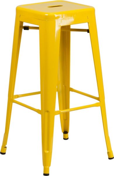 Bar High Backless Metal Indoor & Outdoor Stool in Yellow SBB781Y