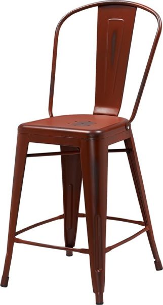24"Seat Height Metal Tolix Counter Stool in Distressed Red SCB781DR