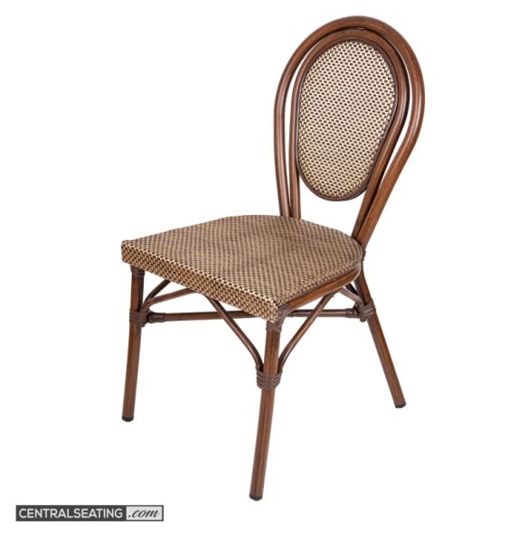 Outdoor Aluminum and Fabric Dining Chair - Bamboo Style Frame with Dark Seat and Back AC606SC