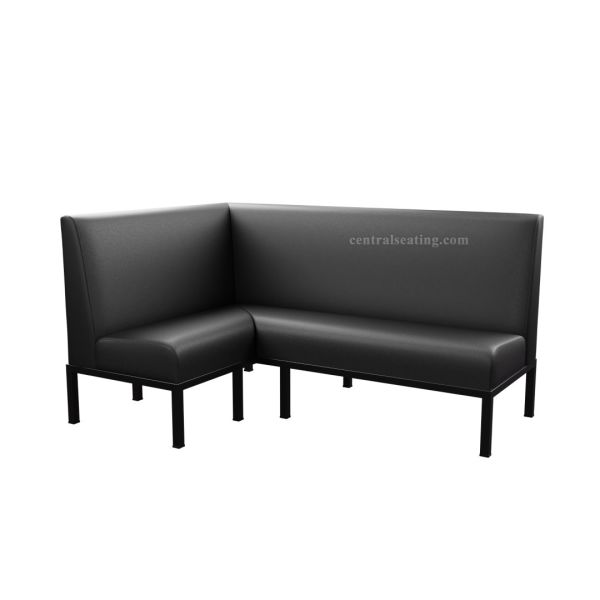 L Shaped Modern Restaurant Booth with Metal Legs and Trim B1000