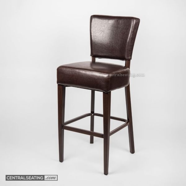 Premium Metal Barstool | 30" Seat Height | Upholstered Cushion | Walnut Legs