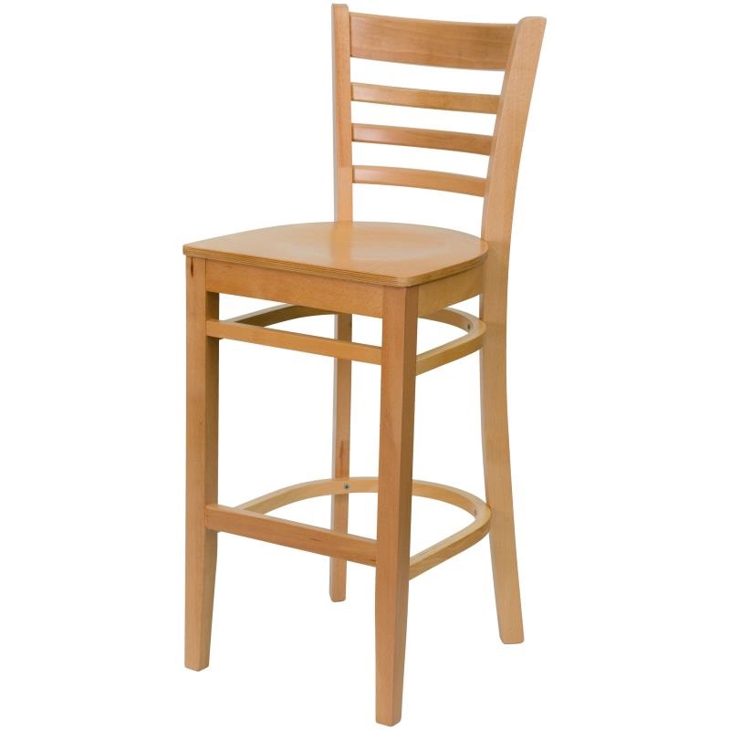 Elegant Wood Barstool | Natural Frame | Wood Saddle Seat  Commercial-Grade Construction