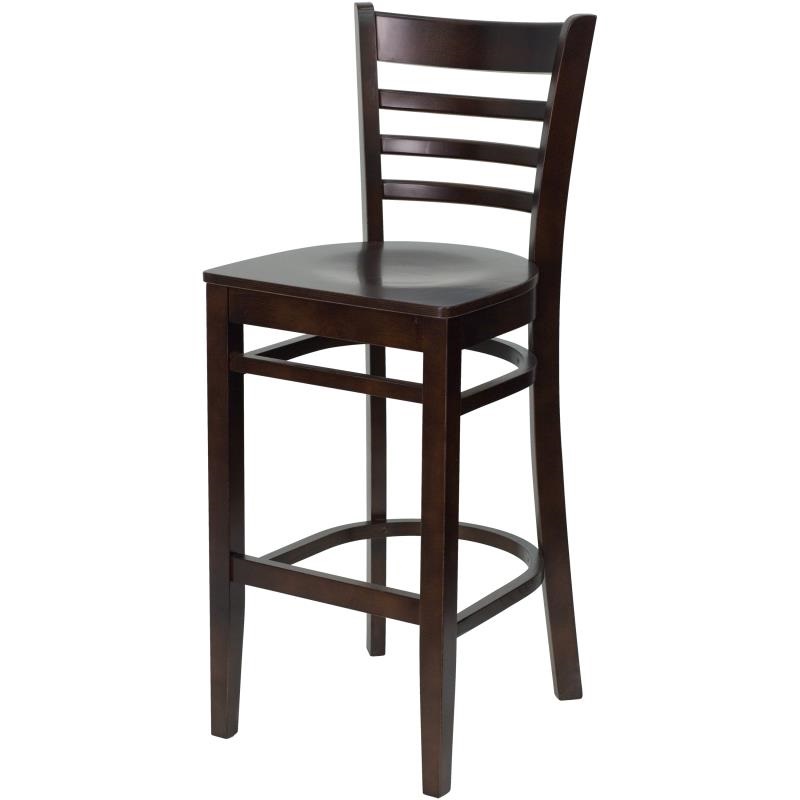 Elegant Walnut Wood Barstool with Wood Saddle Seat| Modern Design 