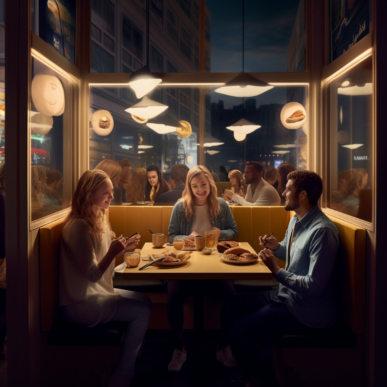 casual dining in restaurant booth u shape corner