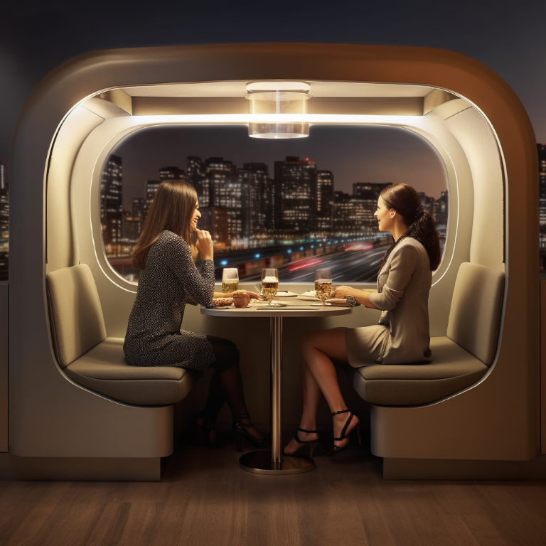 restaurant booth seating with window view